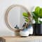 Brown Wood Beaded Frame Wall Mirror with Distressing 28" x 2" x 28"